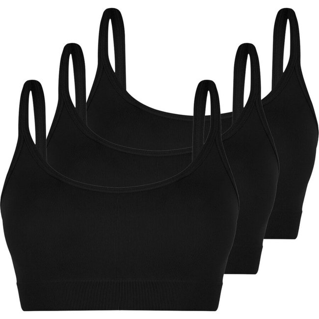 Kit com 3 Tops sem Aro e sem Bojo Loba 41018-001 Preto
