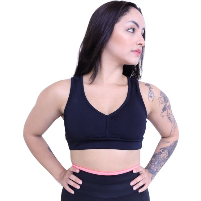 Top Nadador Heide Ribeiro Com Bojo Removível Preto
