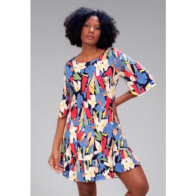 Vestido Curto Viscose Estampa Floresce