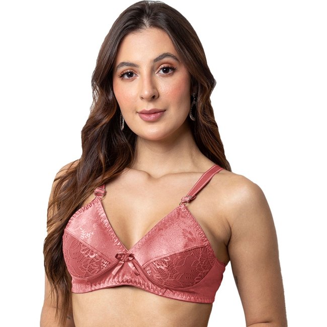 Sutiã Gabi Lingerie Sem Bojo Moda Elegante Confortável Soutien Básico Detalhado Renda Feminino Rosê