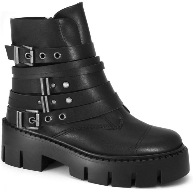 Bota Feminina Tratorada Robusta Moderna com Fivelas Ramarim 2667134 - Preto