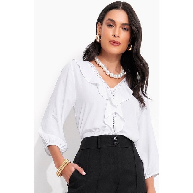 Blusa Em Viscose Plana Branca Quintess