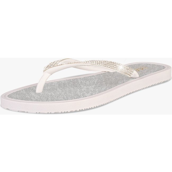 Chinelo Feminino Slim Glitter Pedraria Brilho Strass Branco
