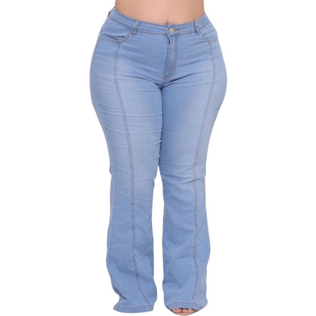 Calça Feminina Flare Jeans Clara com Nervura Frontal