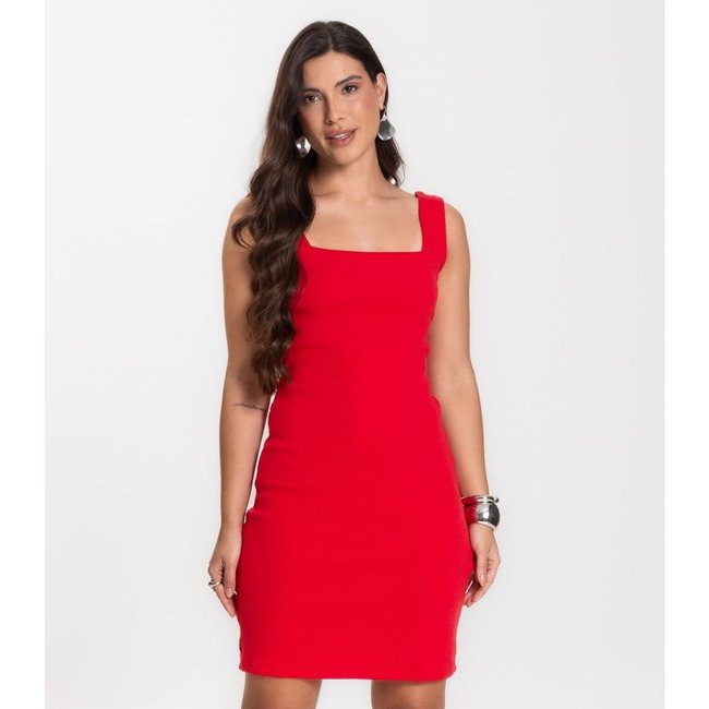 Vestido Canelado Feminino Select Vermelho
