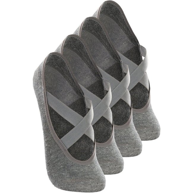 Kit 4 Pares de Sapatilhas Antiderrapante Pilates Lupo 4942-006 Cinza