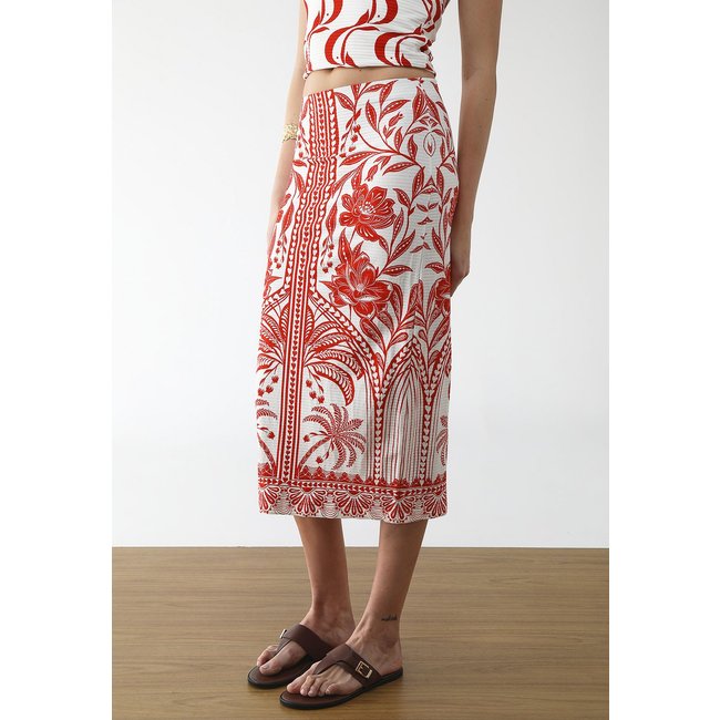 Saia Feminina FARM Estampa Floral Branca