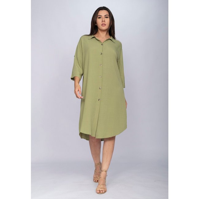 Vestido Amazonia Vital Chemise Curto Tapajó Viscose Verde Folhagem