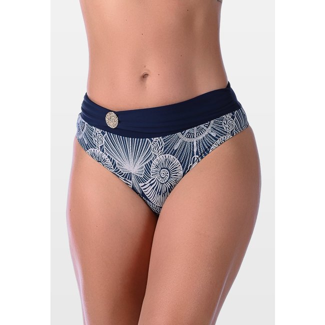 Calcinha Summer Soul Cintura Baixa Com Faixa e Fivela Estampado Marinho