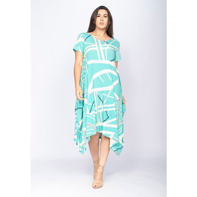 Vestido CabanaFree Saruel Malha Manga Curta Estampa Aqua Flora