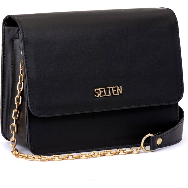 Bolsa Lateral Com Alça De Corrente Preta Selten