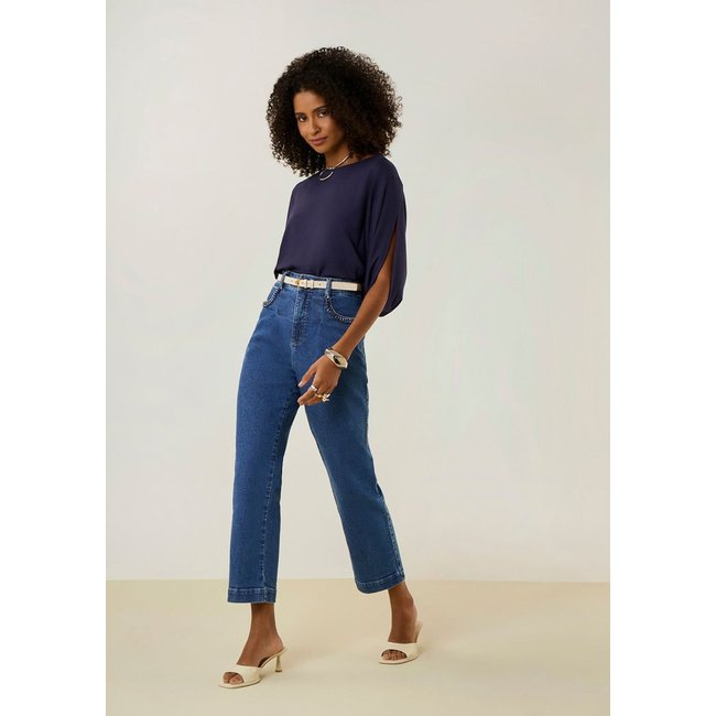 Calça Maria Valentina Reta Média Azul