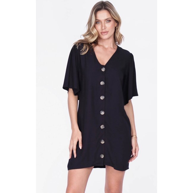 Vestido Amazonia Vital Curto Kurumí Camisa Viscose Preto