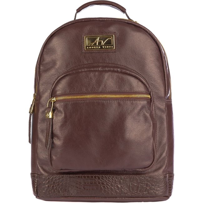 Mochila de couro liso Milla - Café
