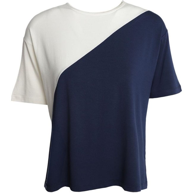 Blusa Bloco Cores Manga Curta Autentique Feminina MARINHO/MARINHO/OFF WHITE