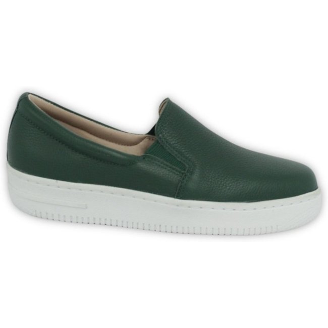 Tênis Feminino Slip On em Couro Verde Escuro Spinelli