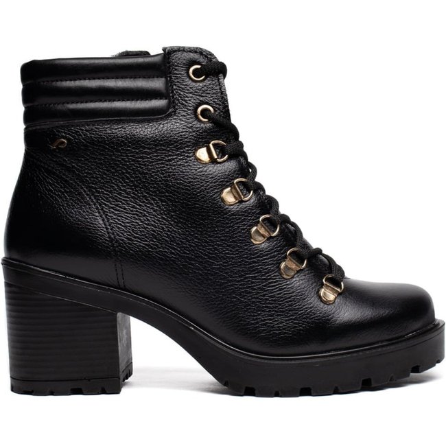 Coturno Feminino Pegada Burnished Couro Soft Touch Preto
