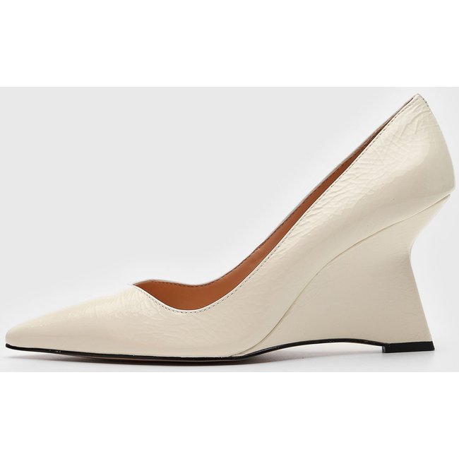 Scarpin Couro Luiza Barcelos Wedge Off-White