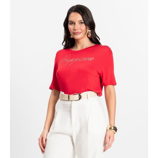 Blusa Feminina Manga Curta Visco Tricot Rovitex Vermelho