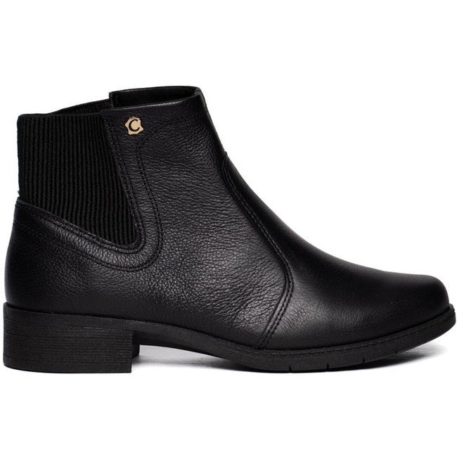 Bota Feminina Campesí Cano Curto Couro Preto