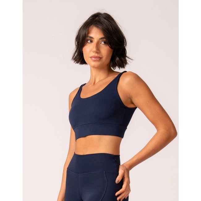 Top Fitness Decote V Azul Marinho
