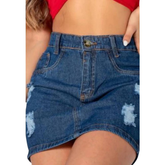 Saia Destroyed com Lavagem Moderna Estilo Despojado e Fashion