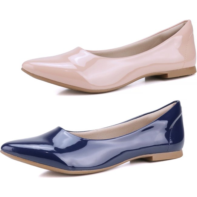 Kit 2 Pares de Sapatilha Mr Gutt Bico Fino Verniz Nude/Azul