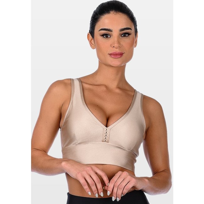 Top Cropped Fitness Cirrê Com Bojo Removível Summer Soul Regata Bege