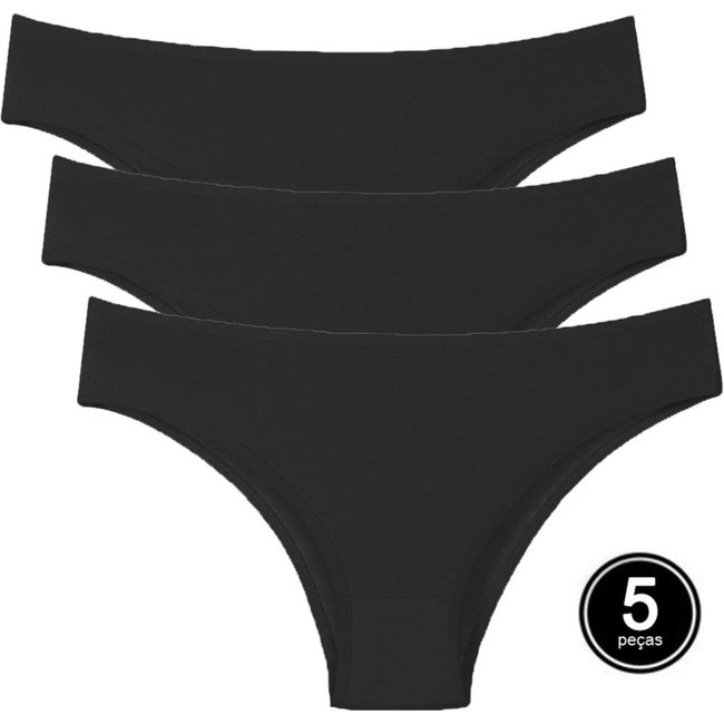 Kit 5 Calcinha Modelo Tanga A10 Preta