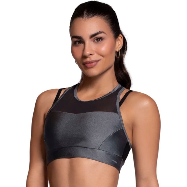 Top Recorte Em Tule Com Bojo Fitness Selene