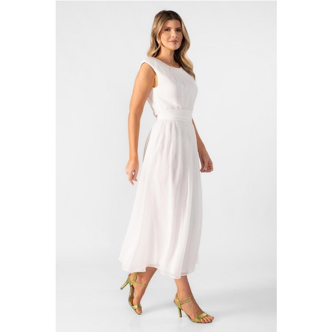 Vestido midi em chiffon Branco