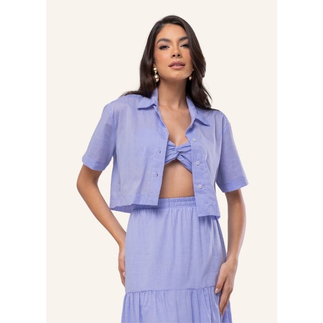 Camisa Cropped Sawary Fashion Maré AZUL