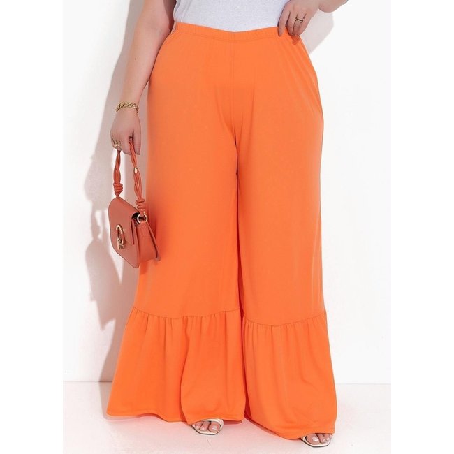 Calça Em Malha Laranja Marguerite