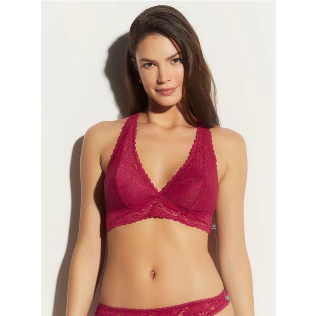 Sutiã Top Nadador Sem Bojo Renda Pop Star Rosa Raspberry