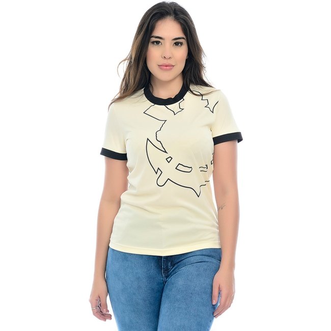 Camiseta Corinthians Oficial Feminina Off White Empório Alex