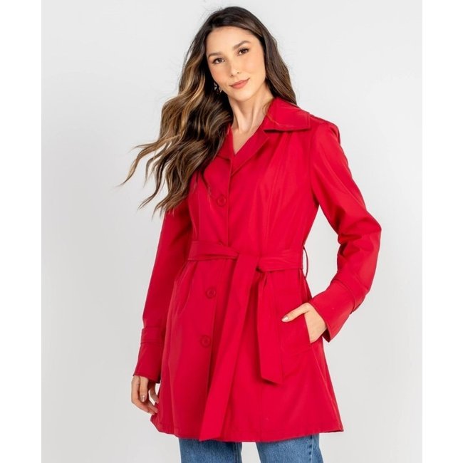Trench Coat Sobretudo Forro Onça Vermelho