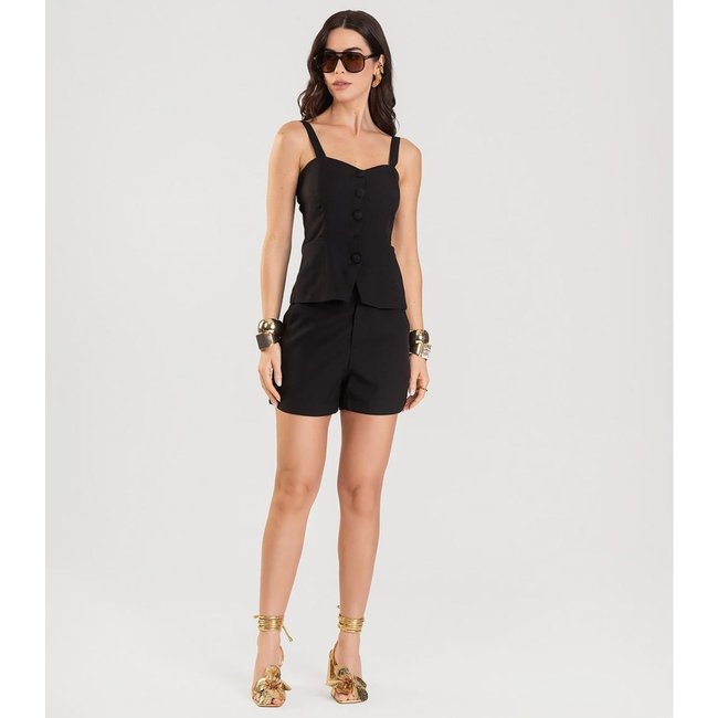 Conjunto Feminino Colete e Shorts Dianna Preto