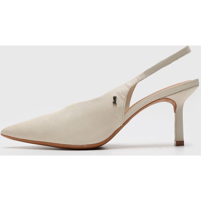Scarpin Slingback Santa Lolla Logo Metalizado Off-White