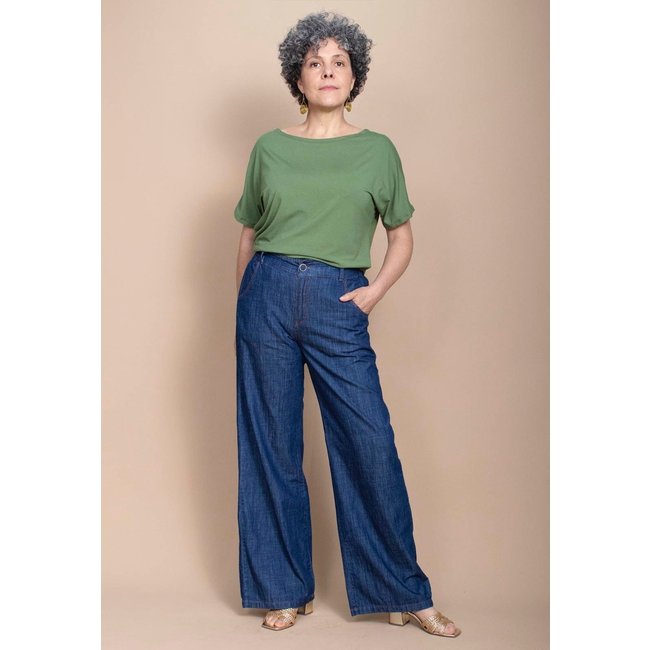 Calça Amazônia Vital Pantalona com Elástico Jeans
