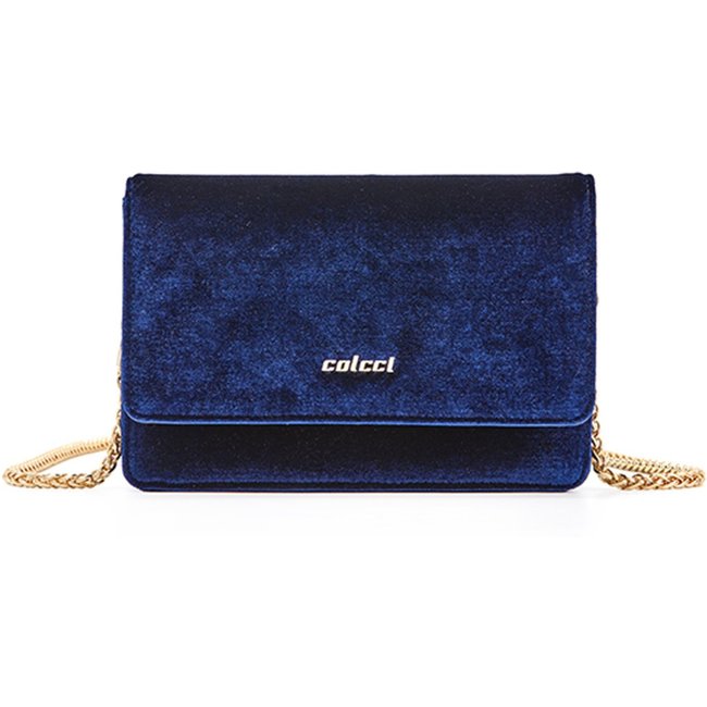 Bolsa Crossbody Colcci Veludo In24 Azul Feminino