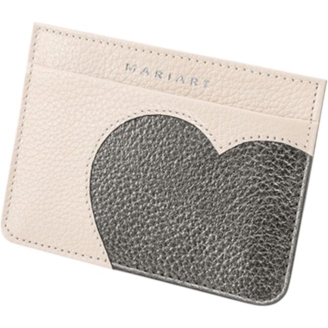Porta Cartão Mariart Em Couro Love 668 Off White/Onix