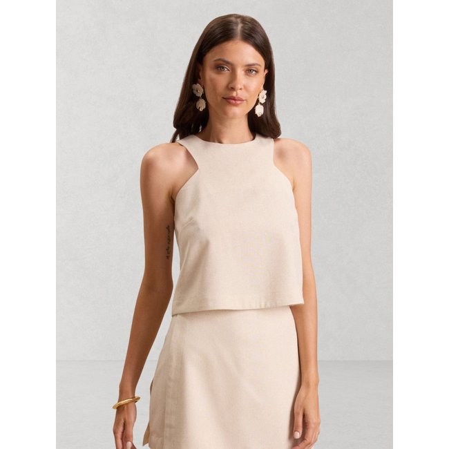 Blusa Via Lessa Napoli Cava Francesa com Linho Natural
