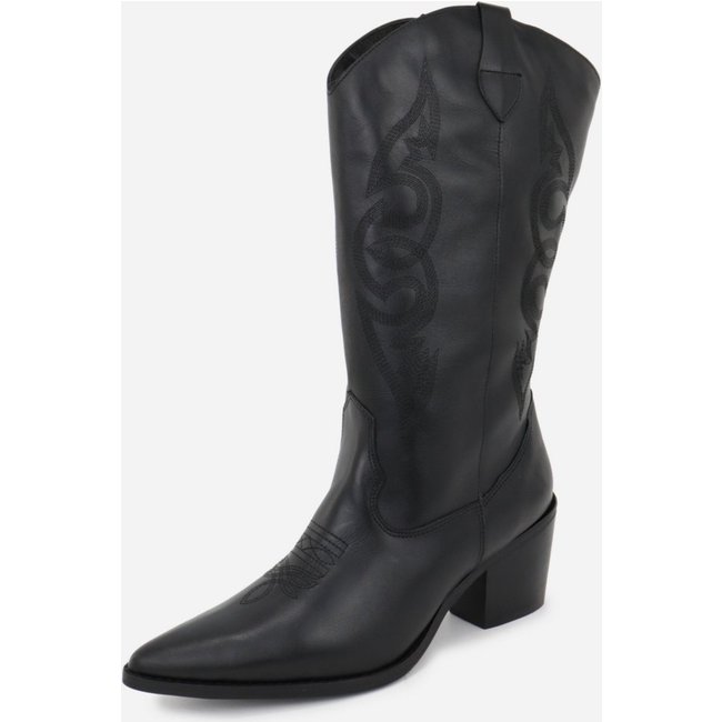 Bota Maria Paua Store Texana Feminina Couro Moda Country Bico Fino Cowgirl Preto
