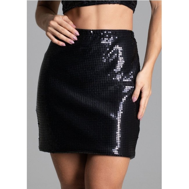 Saia Sawary Fashion Paetê Lisa PRETO