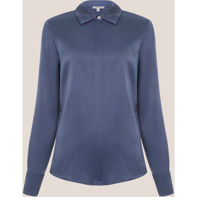 Camisa Dudalina Seda Lisa Ve26 Azul Feminino
