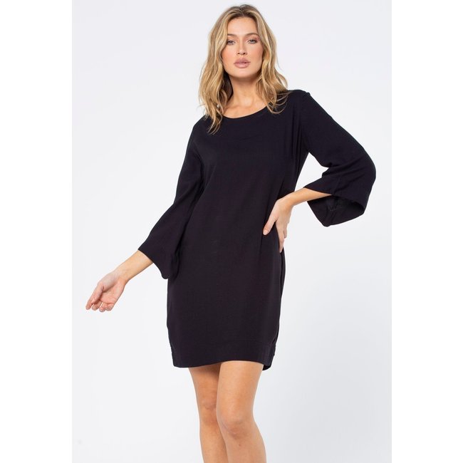Vestido Curto Amazonia Vital Viscose Manga Ampla Balli Preto