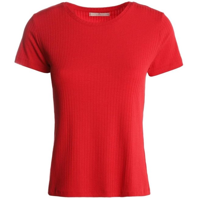 Blusa Canelada Manga Curta Autentique Feminina VERMELHO