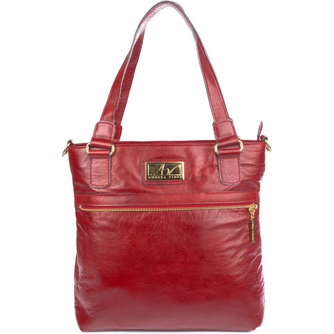 Bolsa Andrea Vinci de couro 2 em 1 croco Luiza - Vermelho