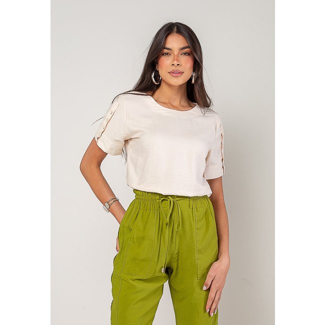Blusa Alfaiataria Com Botões Na Manga Salvatore bege