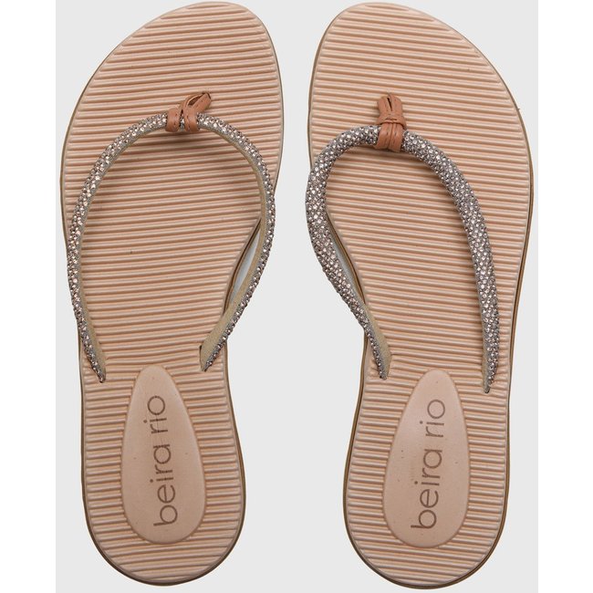 Chinelo Feminino Beira Rio Tira Fina Brilho Rosê